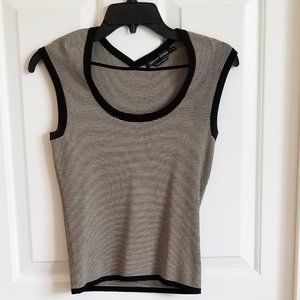 Adrienne Vittadini  black and tan sleeveless striped top